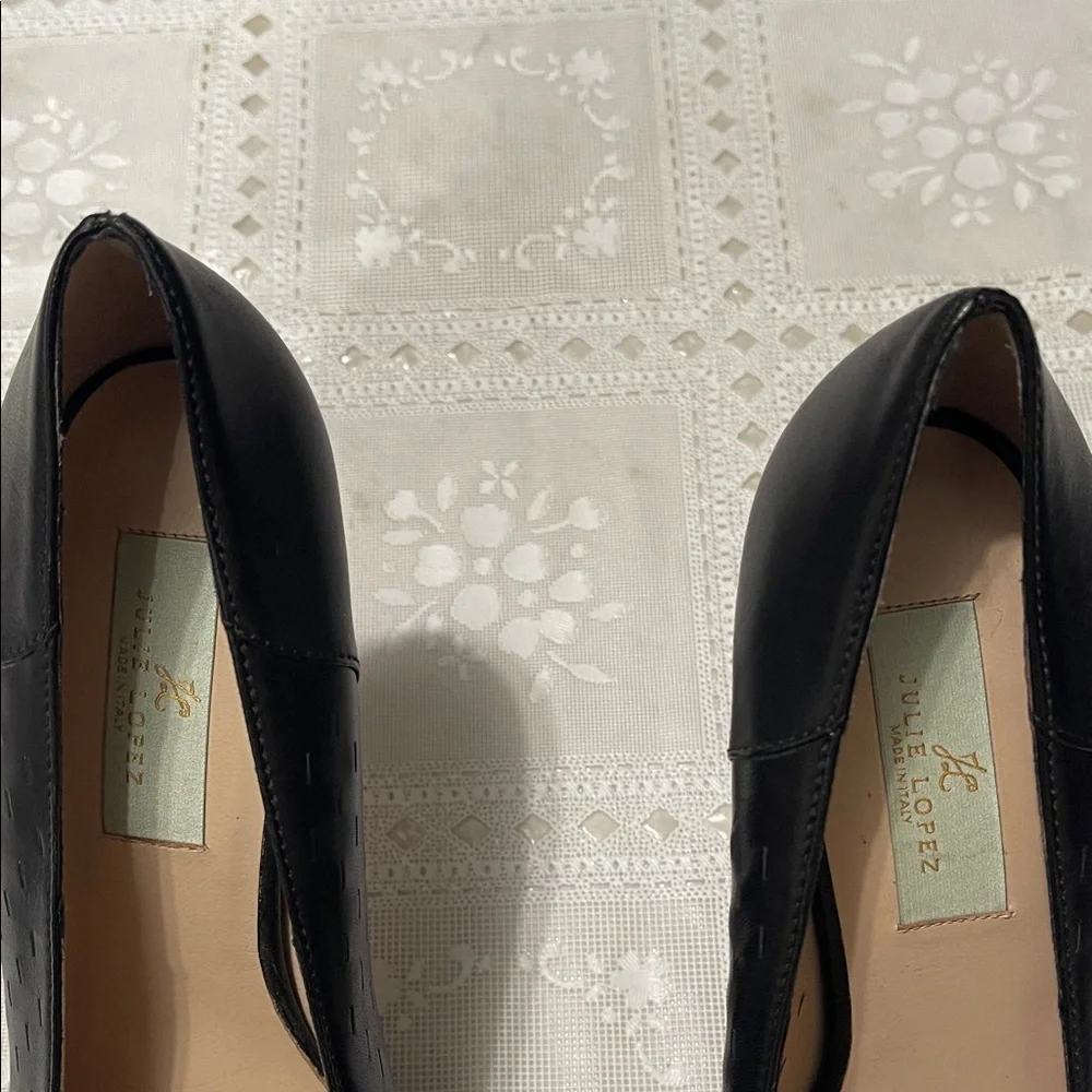 Julie Lopez Black Italian Leather Women's Career Pumps Shoes Size 9.5